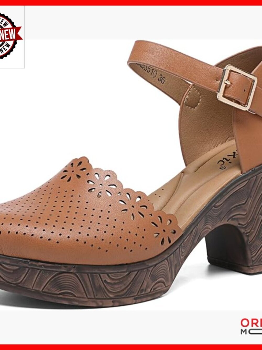 Women's Chunky Heel Ankle Strap Sandals, Closed Toe, PU Leather
